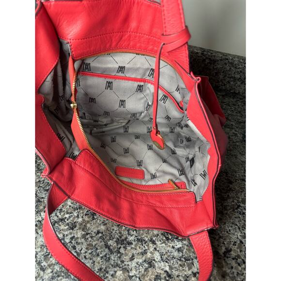 Antonio Melanie Red Leather Tote Purse Handbag Satchel - Picture 5 of 5
